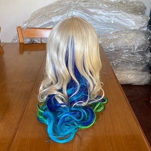 Mermaid multi color wig purple blue pink green platinum Cosplay dancer costume